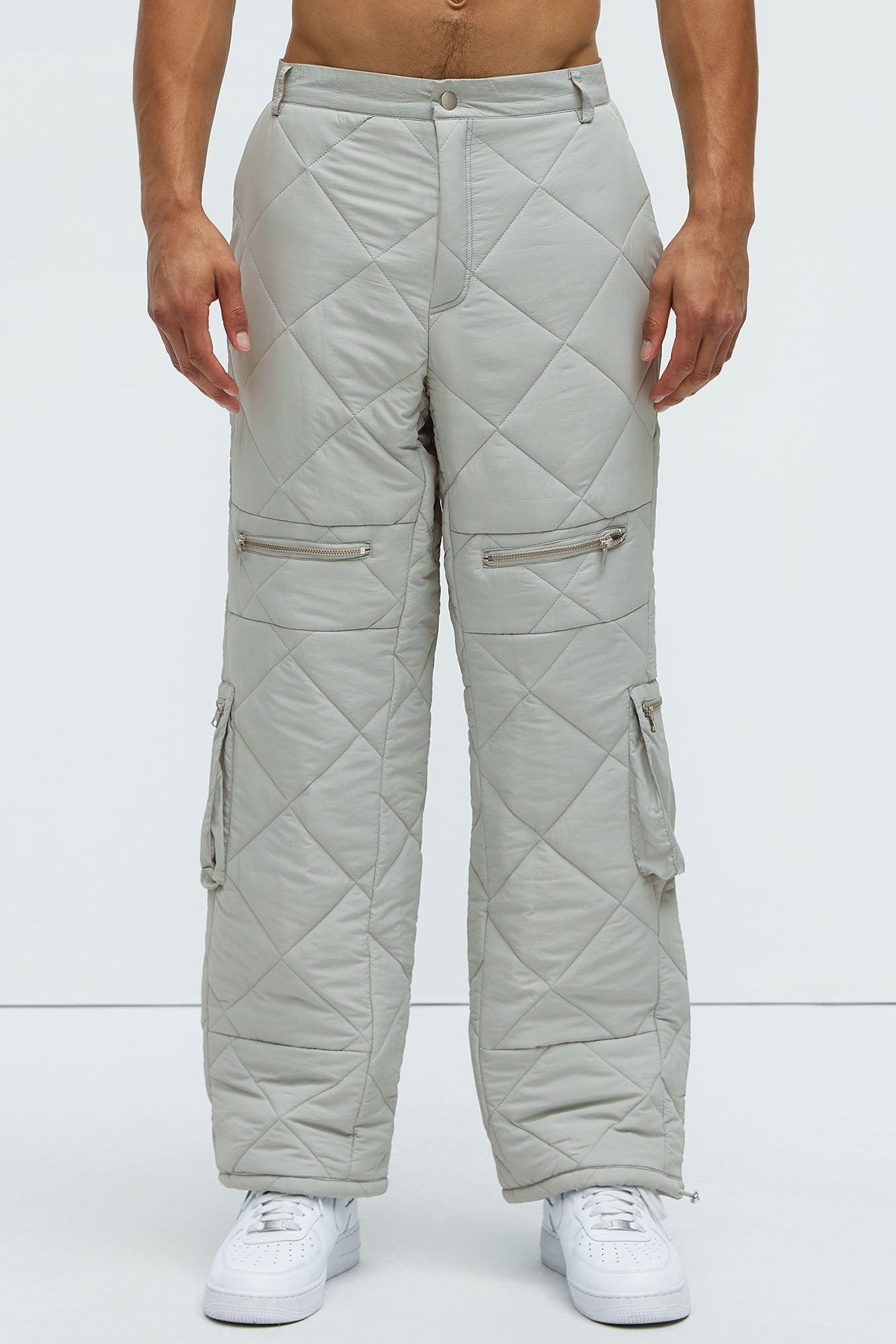 Dayton Straight Quilted Cargo Pants - Grey Product Image