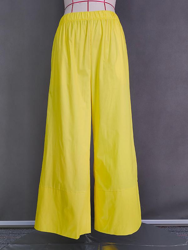 High Waisted Loose Pockets Solid Color Pants Trousers Product Image