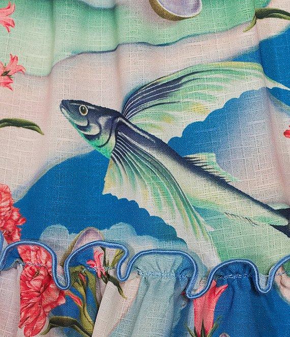 Agua Bendita Maona Printed Surplice Neck Smocked Sleeveless Dress Product Image