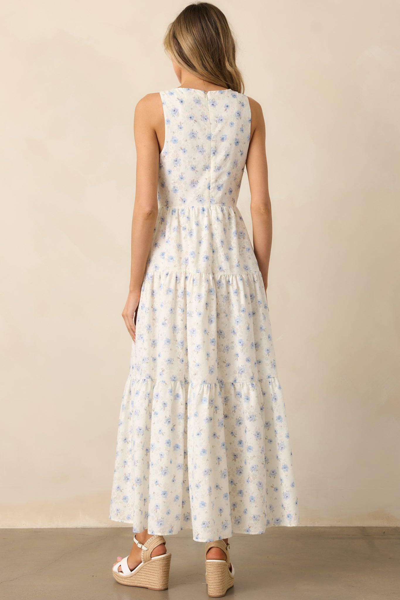 Blooming Garden Ivory Floral Tiered Maxi Dress Product Image