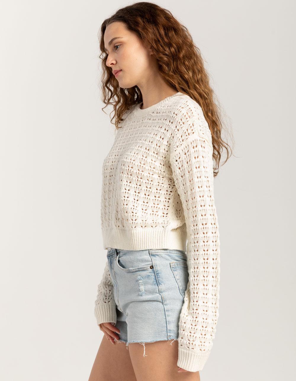 FULL TILT Open Weave Womens Sweater - TAN Product Image