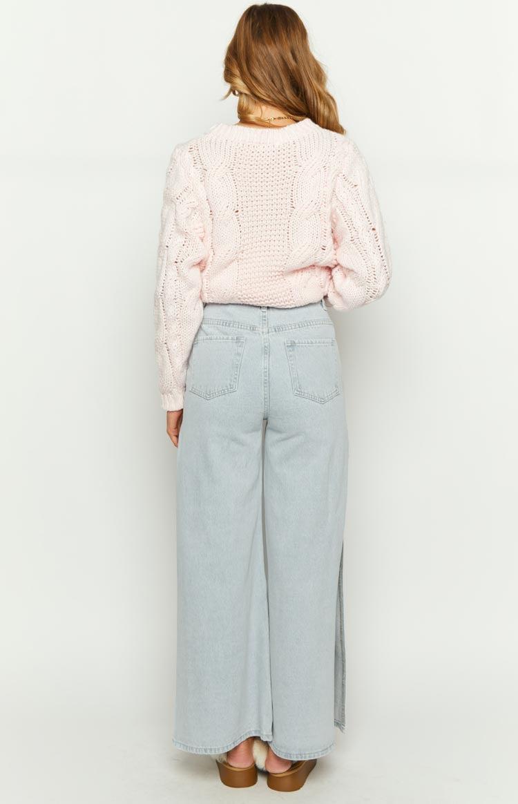 Marelle Light Denim Wide Leg Side Split Jeans Baby Product Image