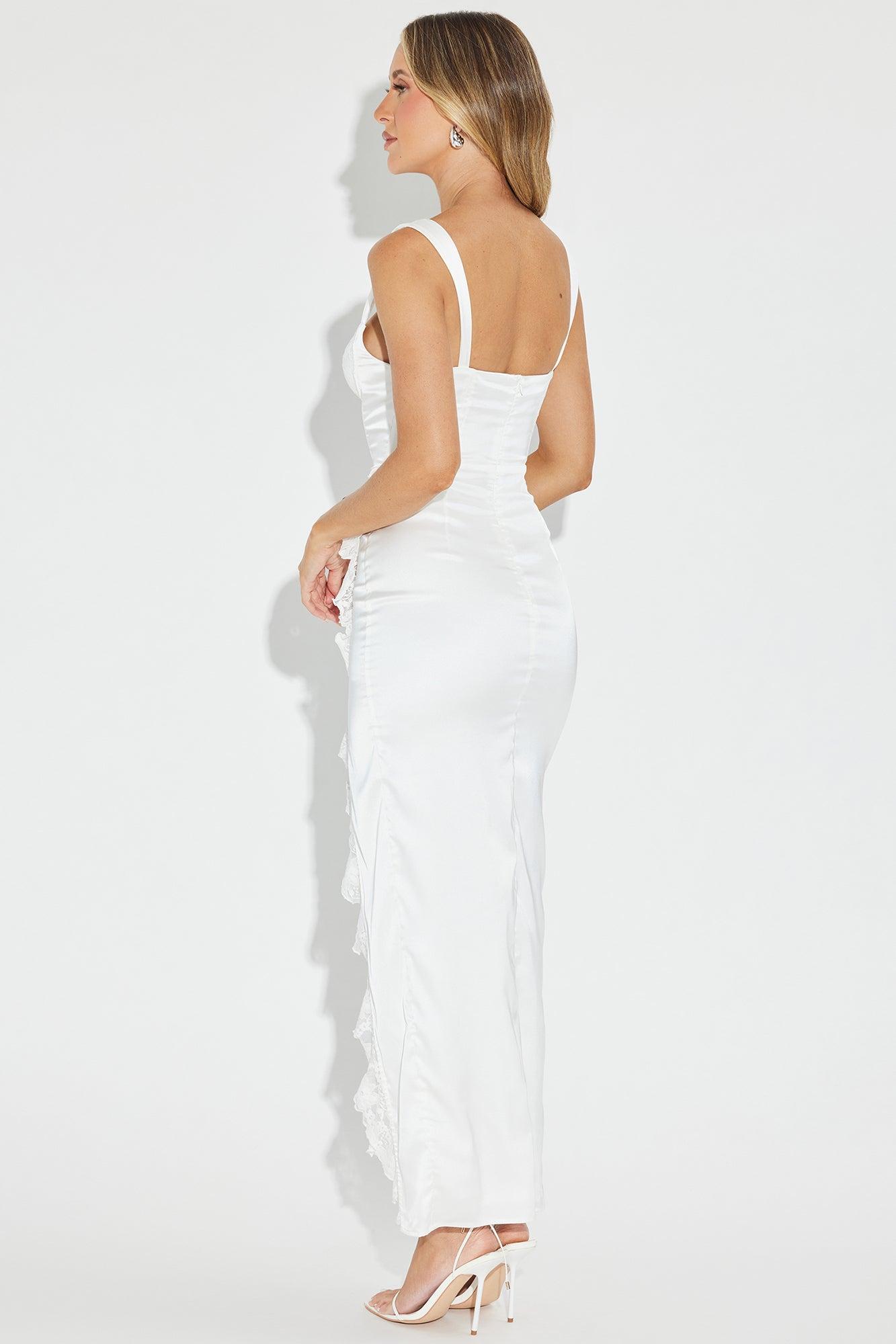 Victoria Corset Lace Maxi Dress - White Product Image