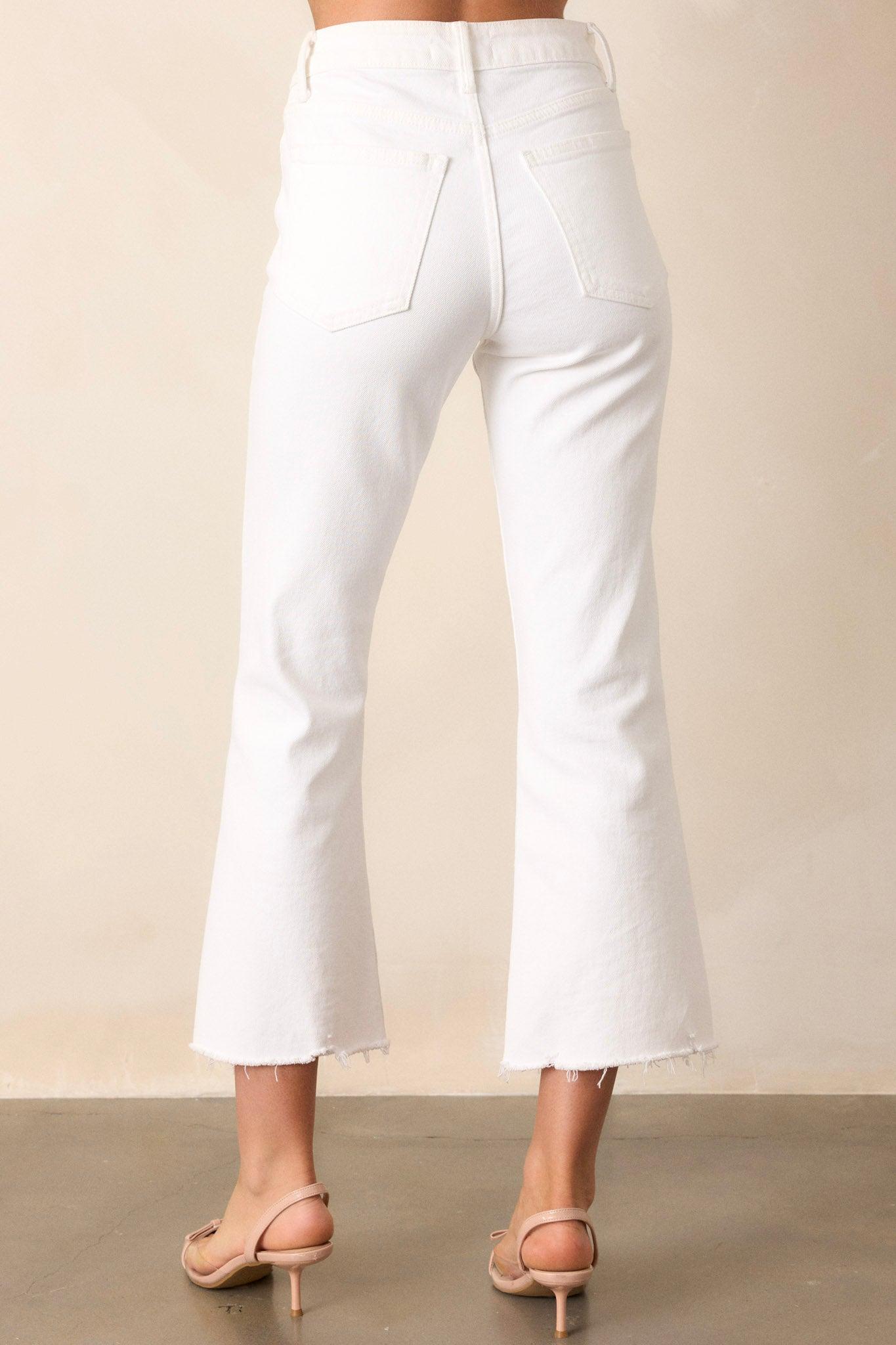 Terrific Timing White Cropped Flare Jeans Product Image