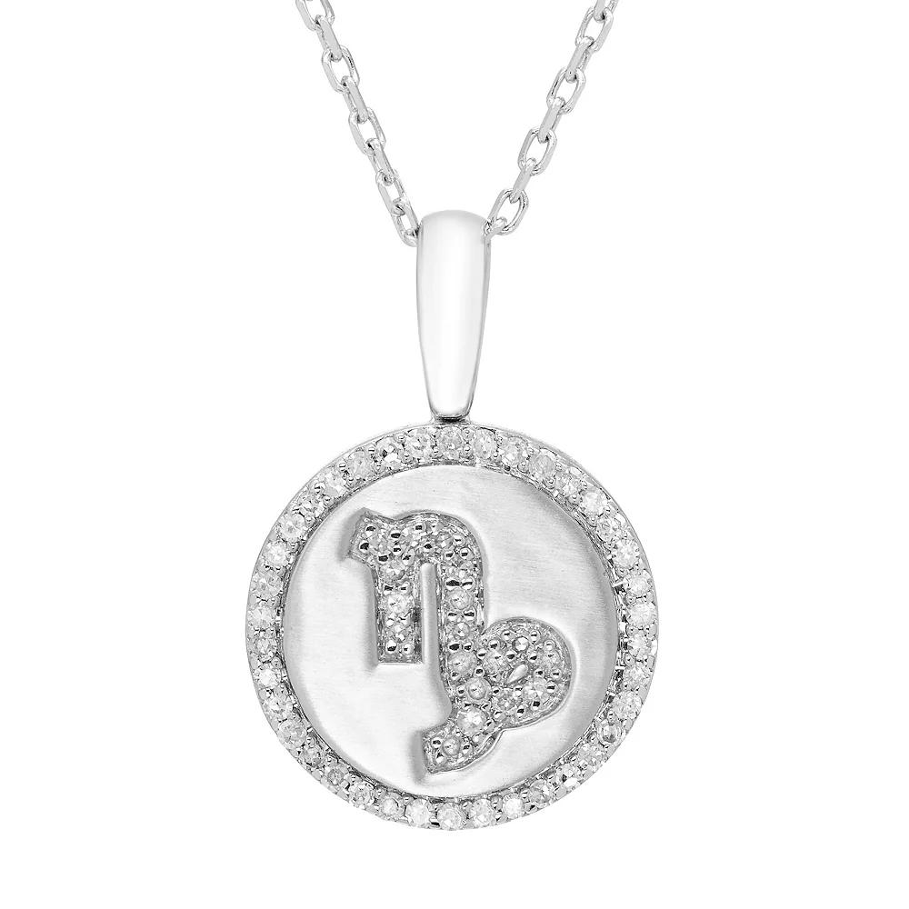 It's Personal Sterling Silver 1/6 Carat T.W. Diamond Zodiac Sign Necklace, Women's, Size: 16-18" ADJ, Cancer Product Image