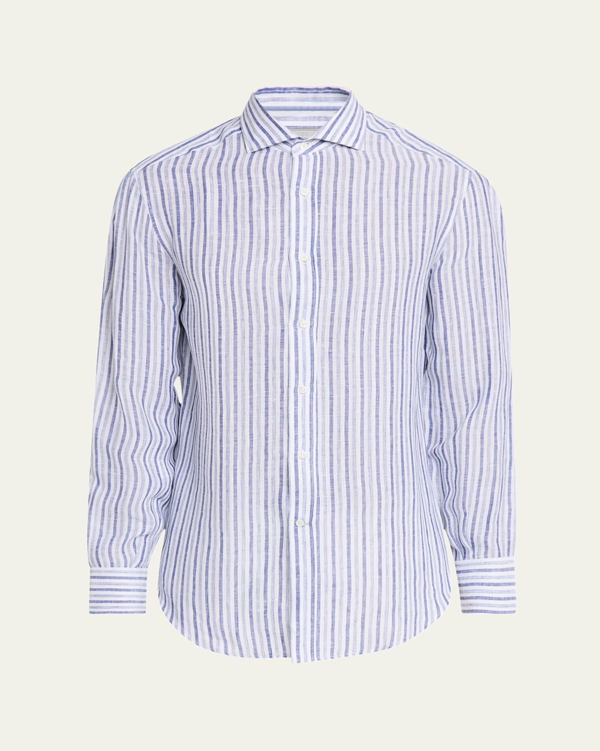 Men's Linen Multi-Stripe Sport Shirt Product Image