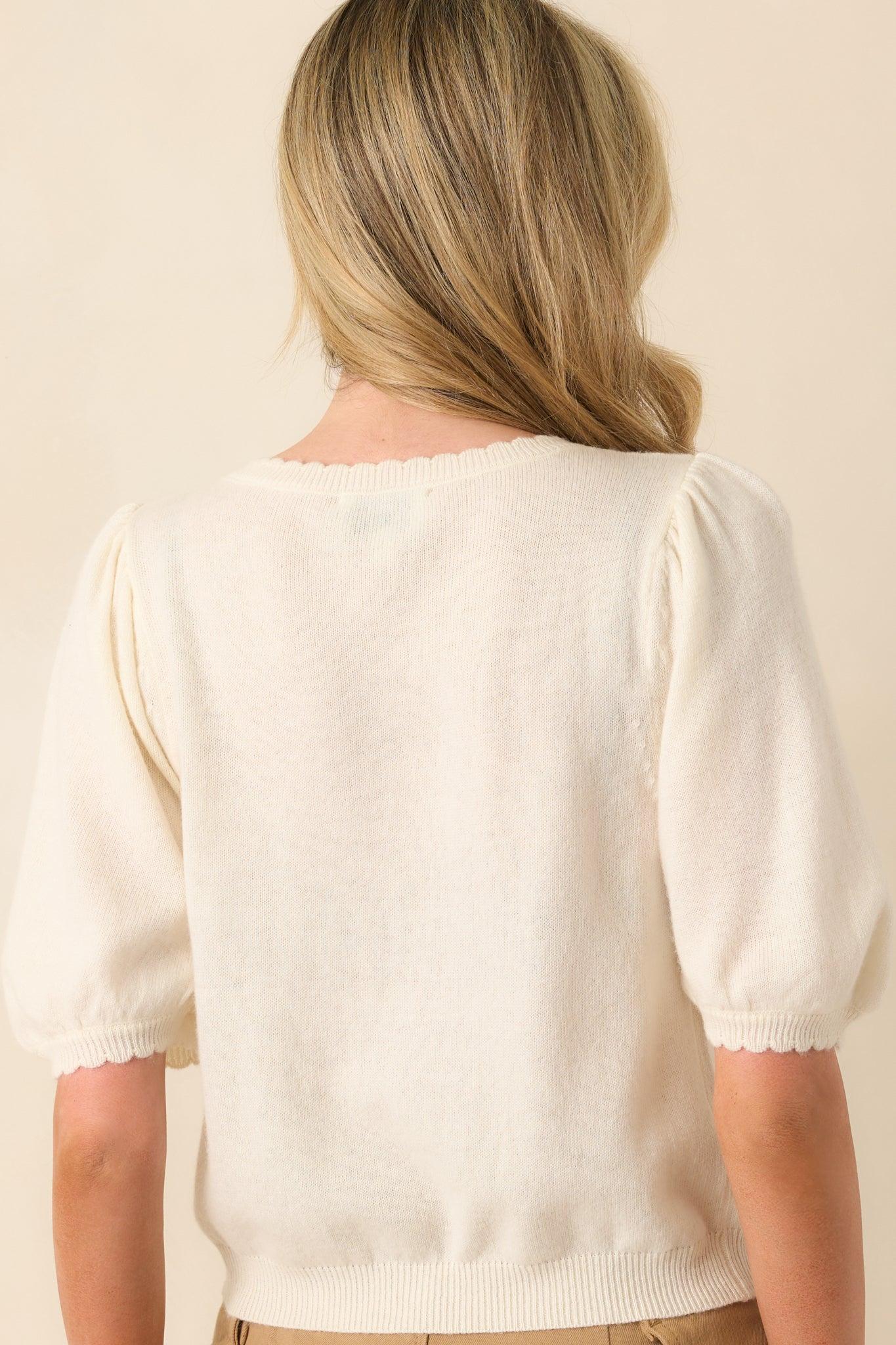It's Always Right Ivory Short Sleeve Button Front Cardigan Product Image