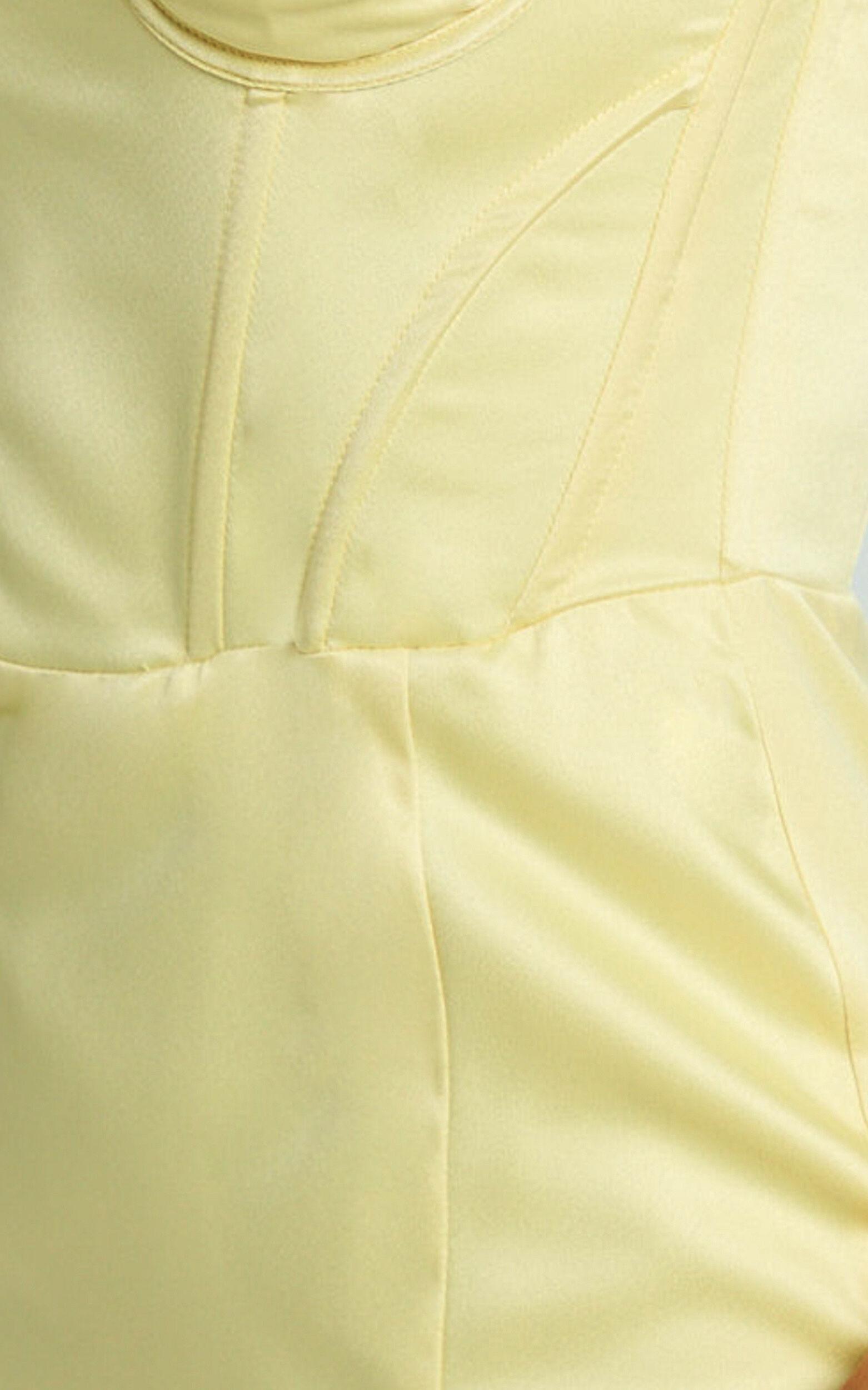 Vinny Maxi Dress - Strapless Sweetheart Neck High Leg Split Bodycon Dress in Lemon Product Image