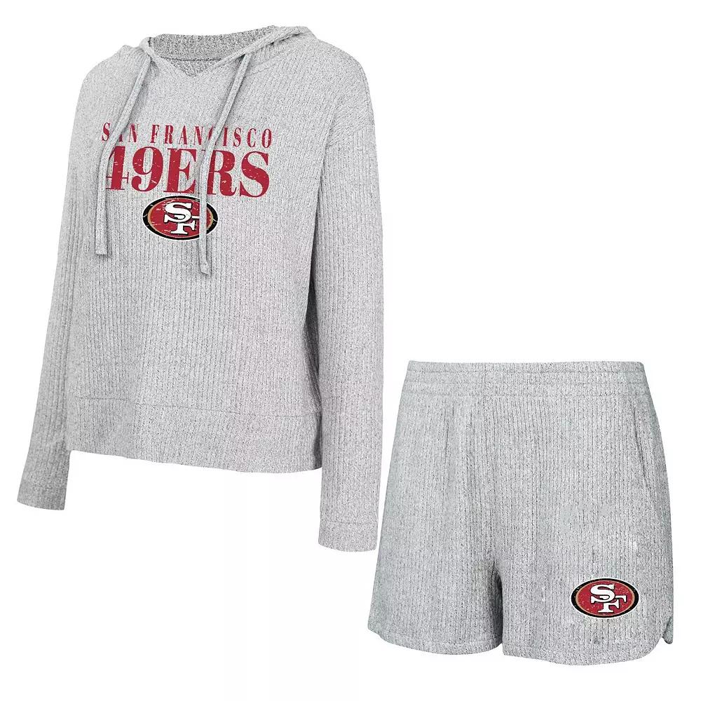 Women's Concepts Sport Gray San Francisco 49ers Juniper Long Sleeve Hoodie T-Shirt & Shorts Set,  Product Image