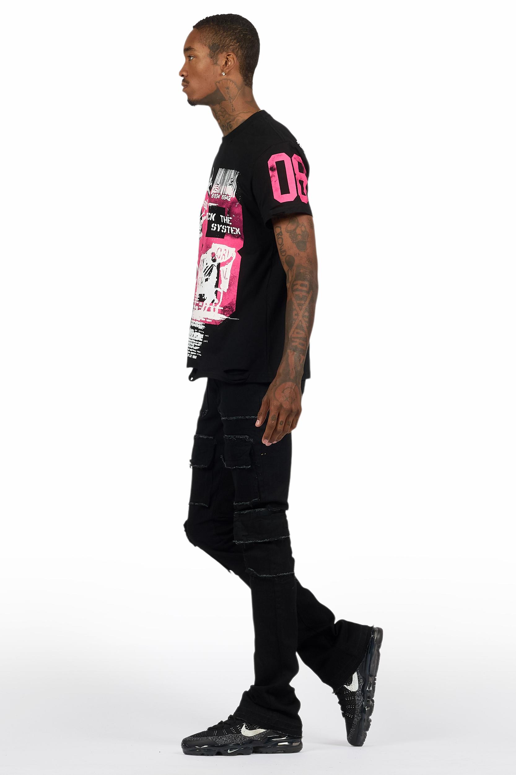 Grill Black T-Shirt/Stacked Flare Cargo Jean Male Product Image