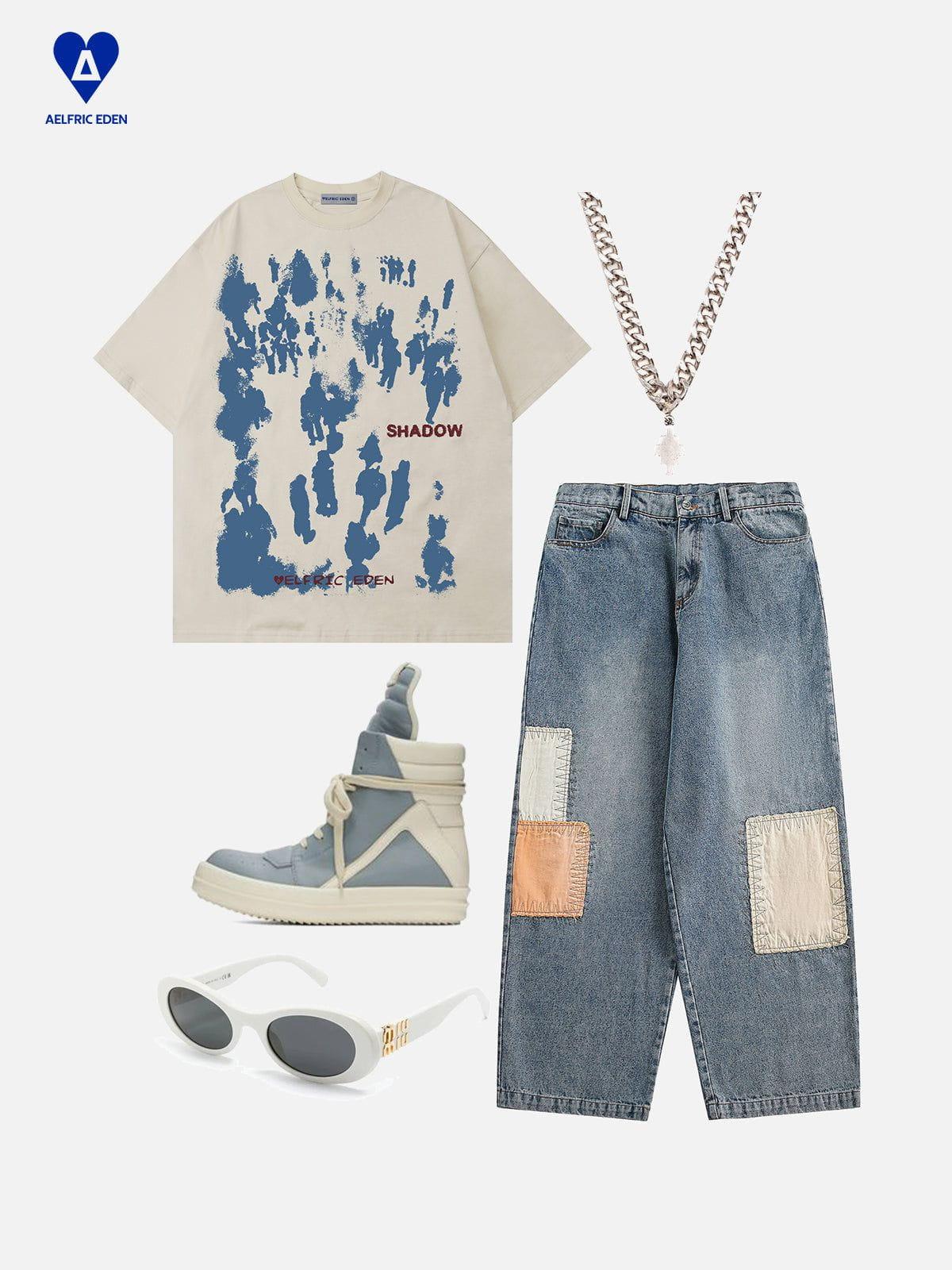 Aelfric Eden Block Patchwork Jeans Product Image