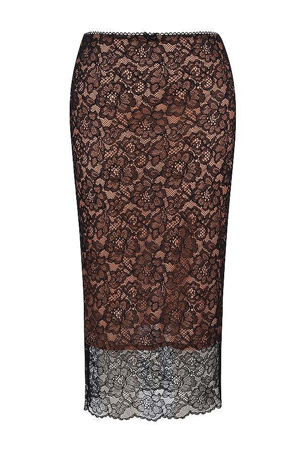 Yolanda  black lace midi skirt Product Image
