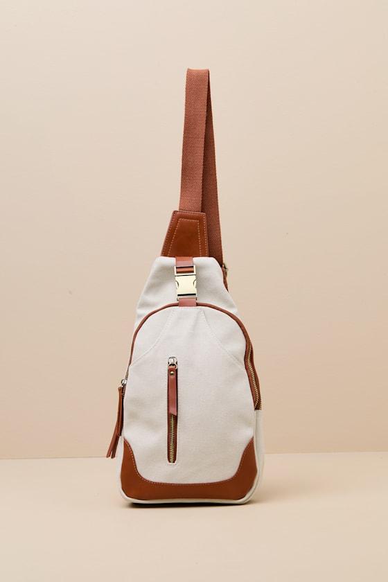 Myla Cream Canvas Crossbody Backpack Product Image