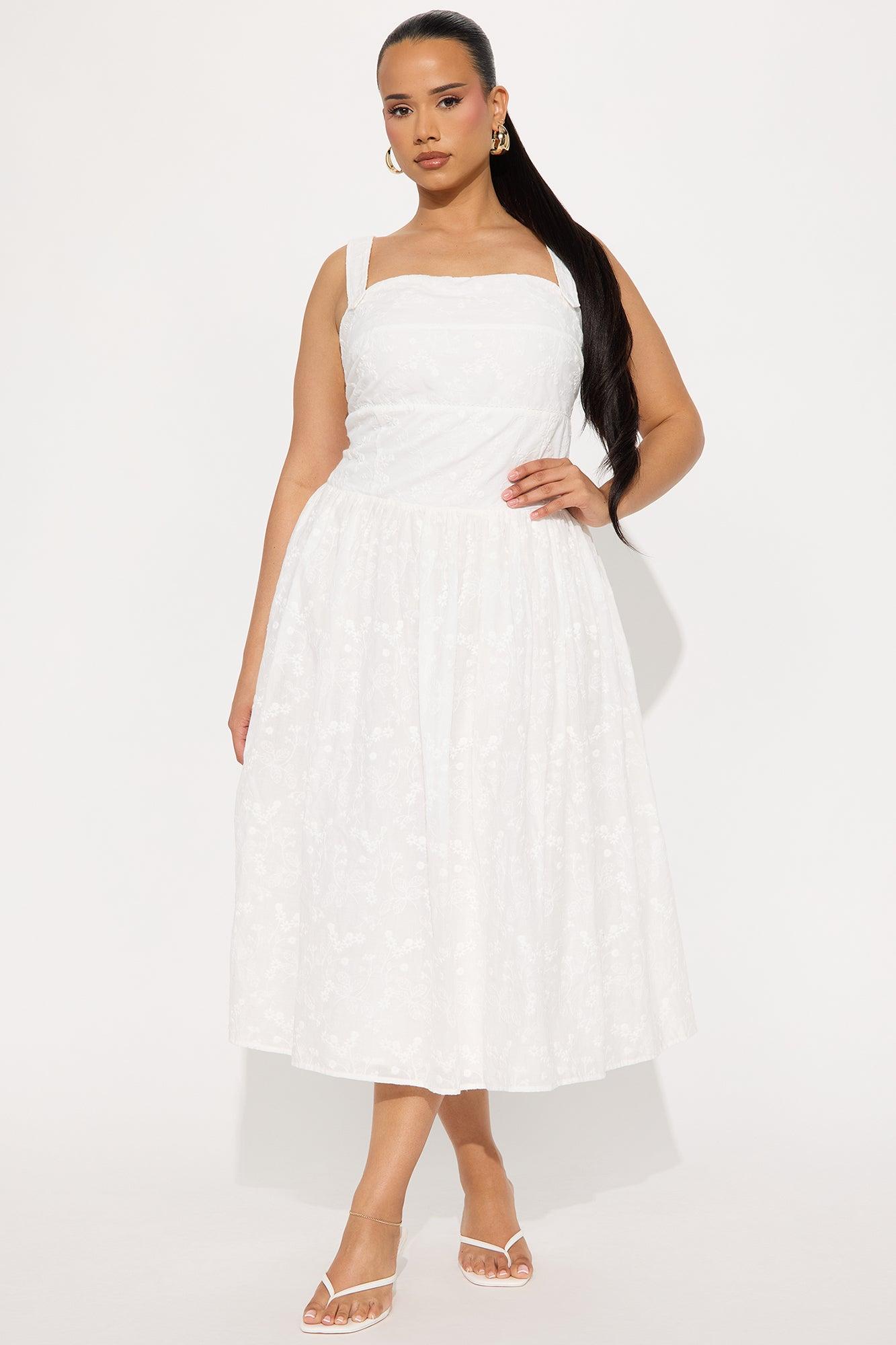 Full Of Joy Eyelet Midi Dress - White Product Image
