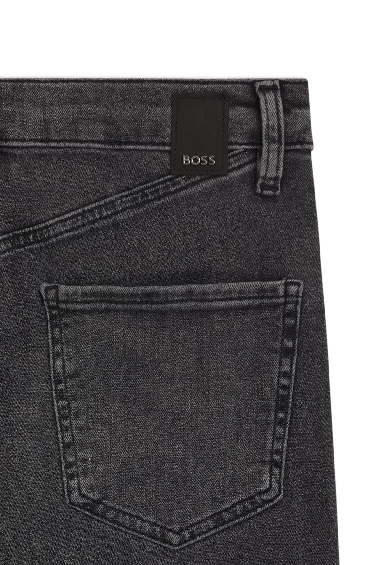 BOSS - Slim-fit jeans in dark-gray stretch denim - Dark Grey Product Image