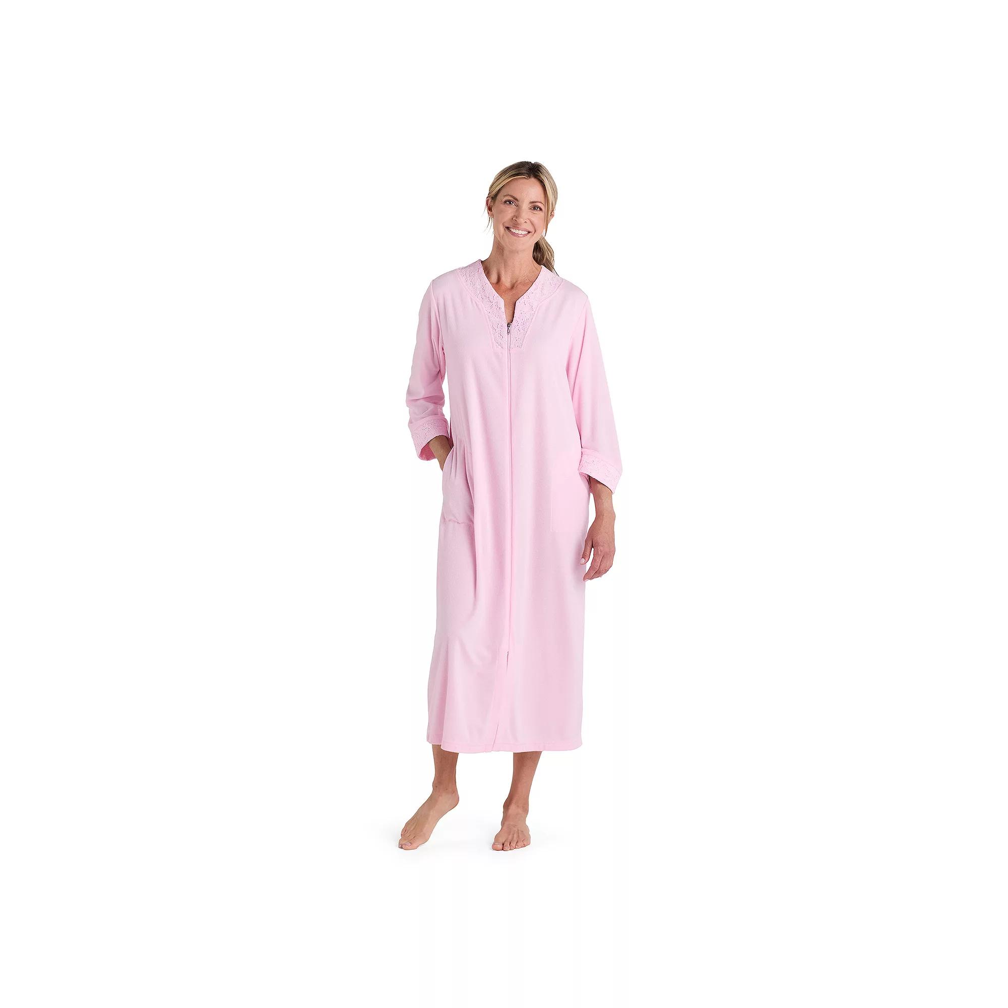 Women's Miss Elaine Essentials Terry Long Zip Robe,  Product Image
