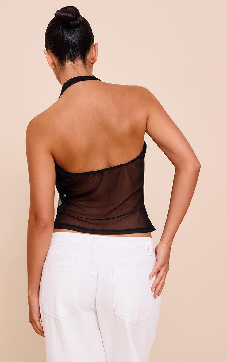 Black Mesh Halter Neck Top Product Image