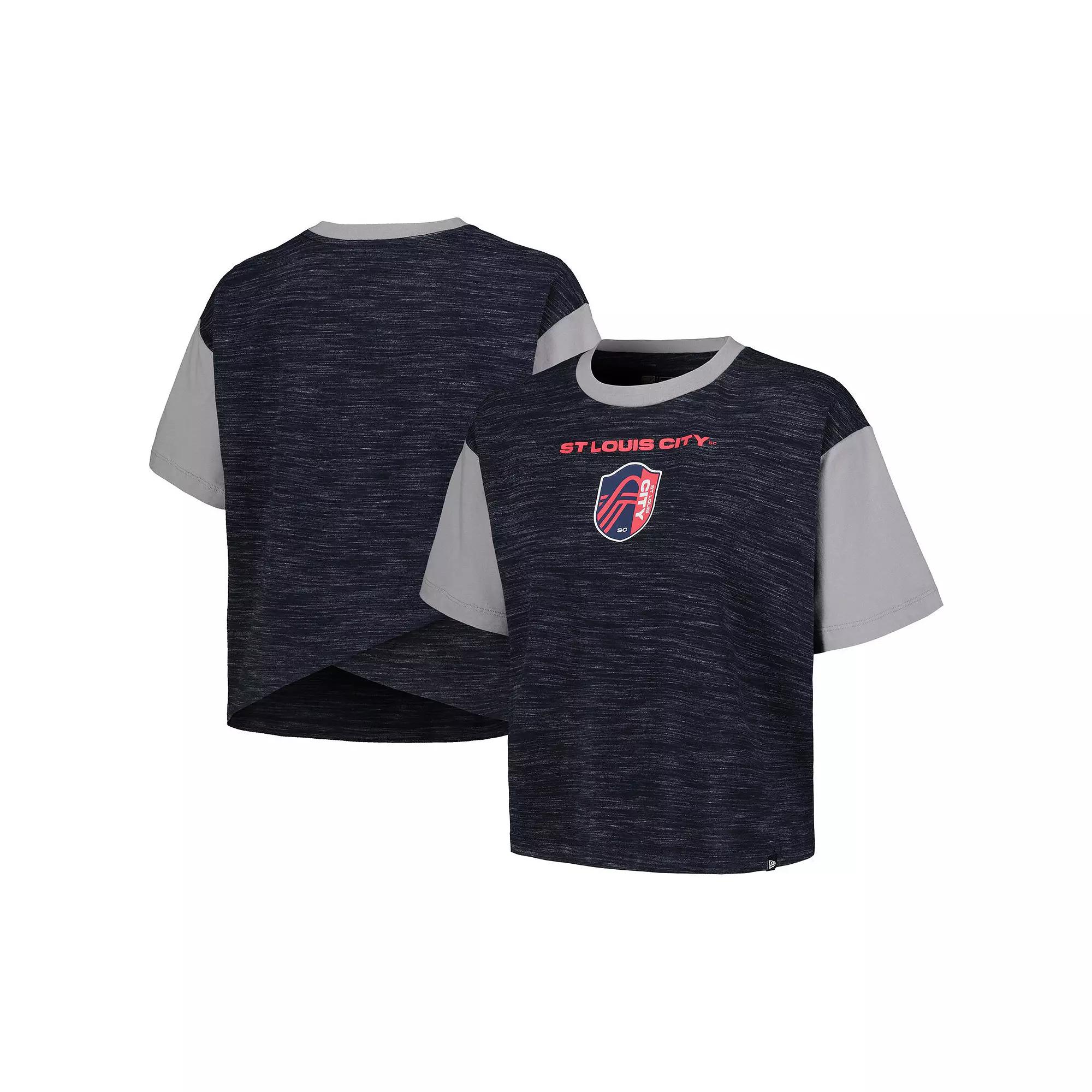 Women's 5th & Ocean by New Era Navy St. Louis City SC Athletic Cross Back Cropped T-Shirt,  Product Image