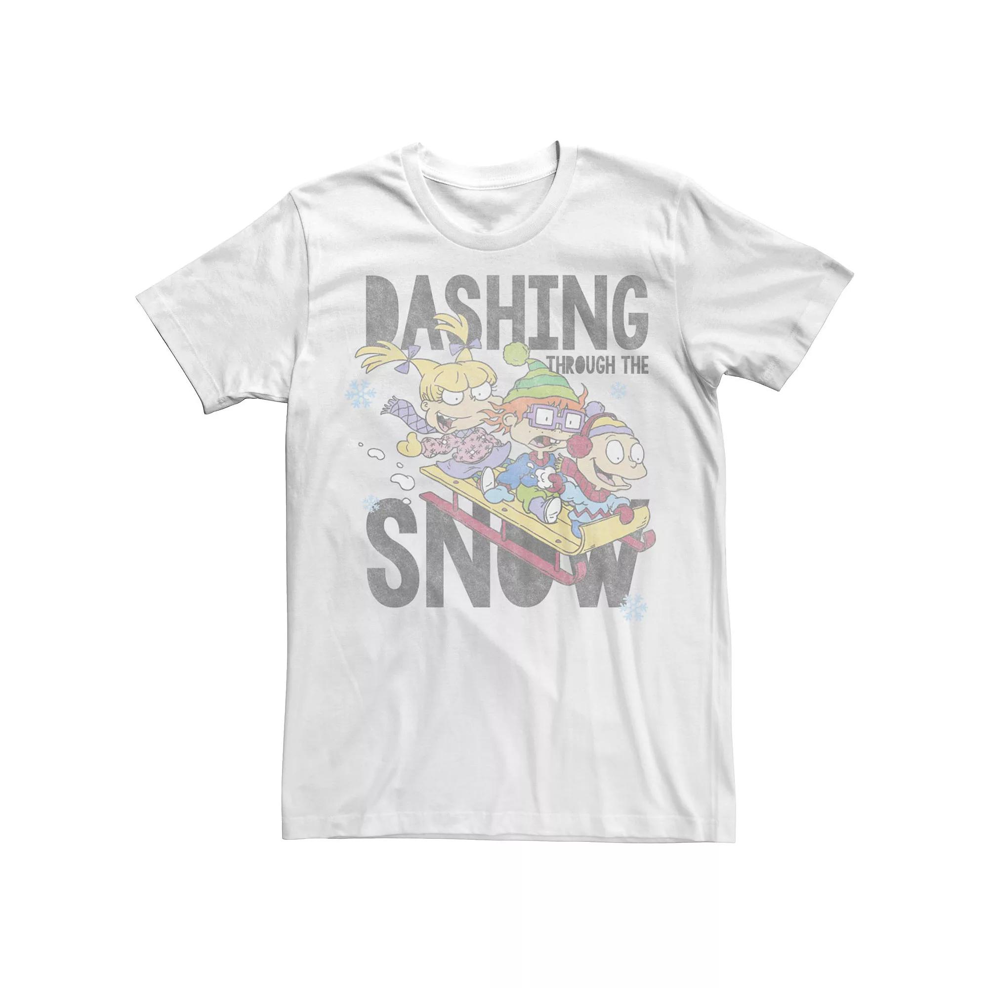 Men's Rugrats Dashing Through The Snow Tee, Size: XXL, White Product Image