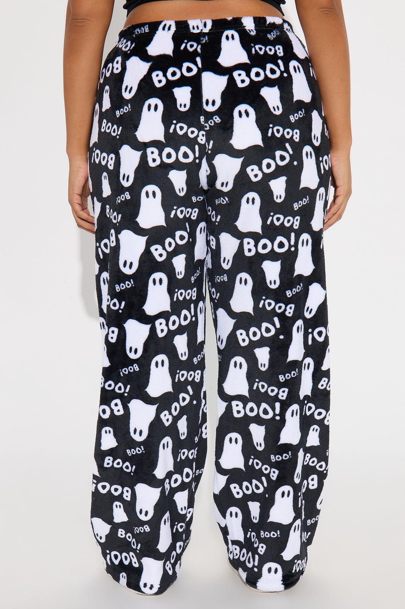 Queen Of Ghosting Halloween Plush PJ Pant - Black/White Female Product Image