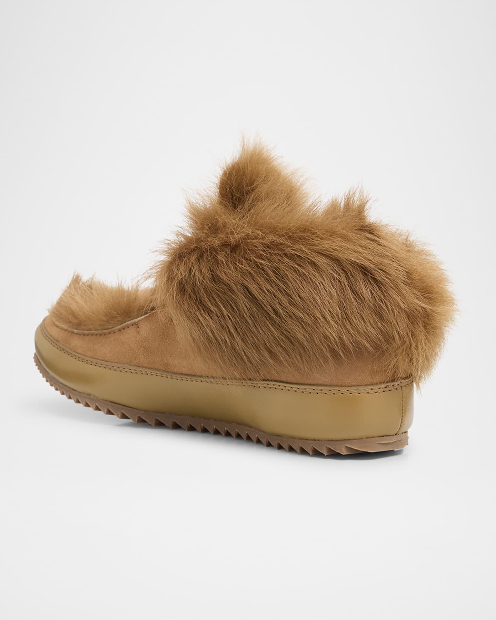 Jadine Fur-Lined Mixed Leather Moccasins Product Image