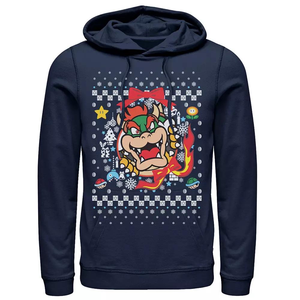 Men's Nintendo Super Mario Bowser Classic Ugly Christmas Graphic Hoodie,  Product Image
