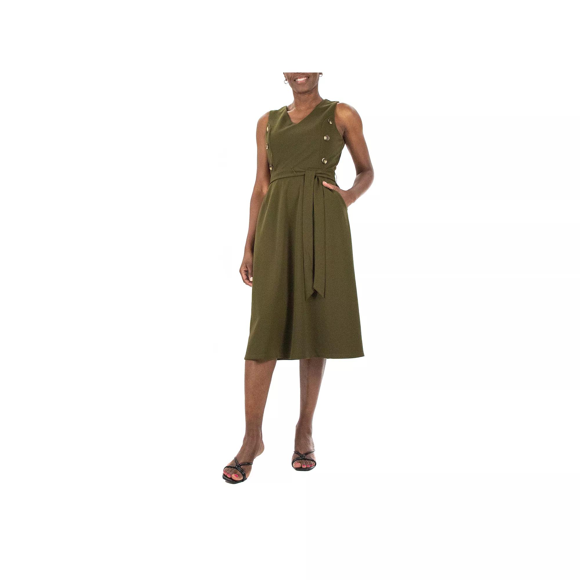 Womens Nina Leonard Fit & Flare Midi Dress Dark Green Product Image