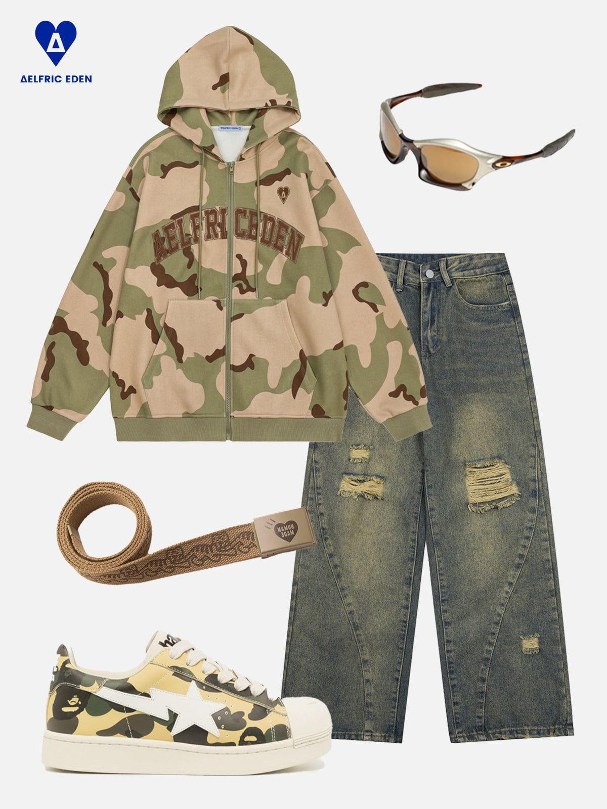 Aelfric Eden Camo Zip Up Hoodie Product Image