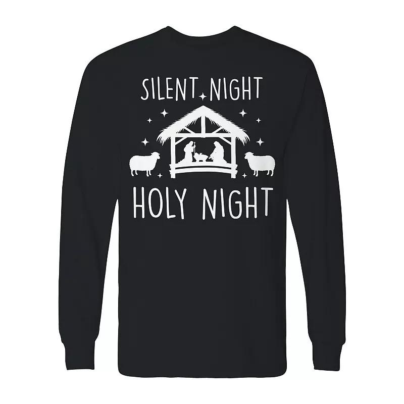 Men's Christmas Silent Night Holy Night Long Sleeve Graphic Tee, Adult Unisex,  Product Image