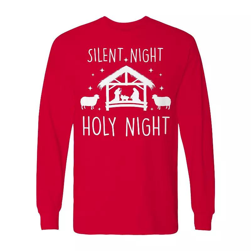 Men's Christmas Silent Night Holy Night Long Sleeve Graphic Tee, Adult Unisex,  Product Image