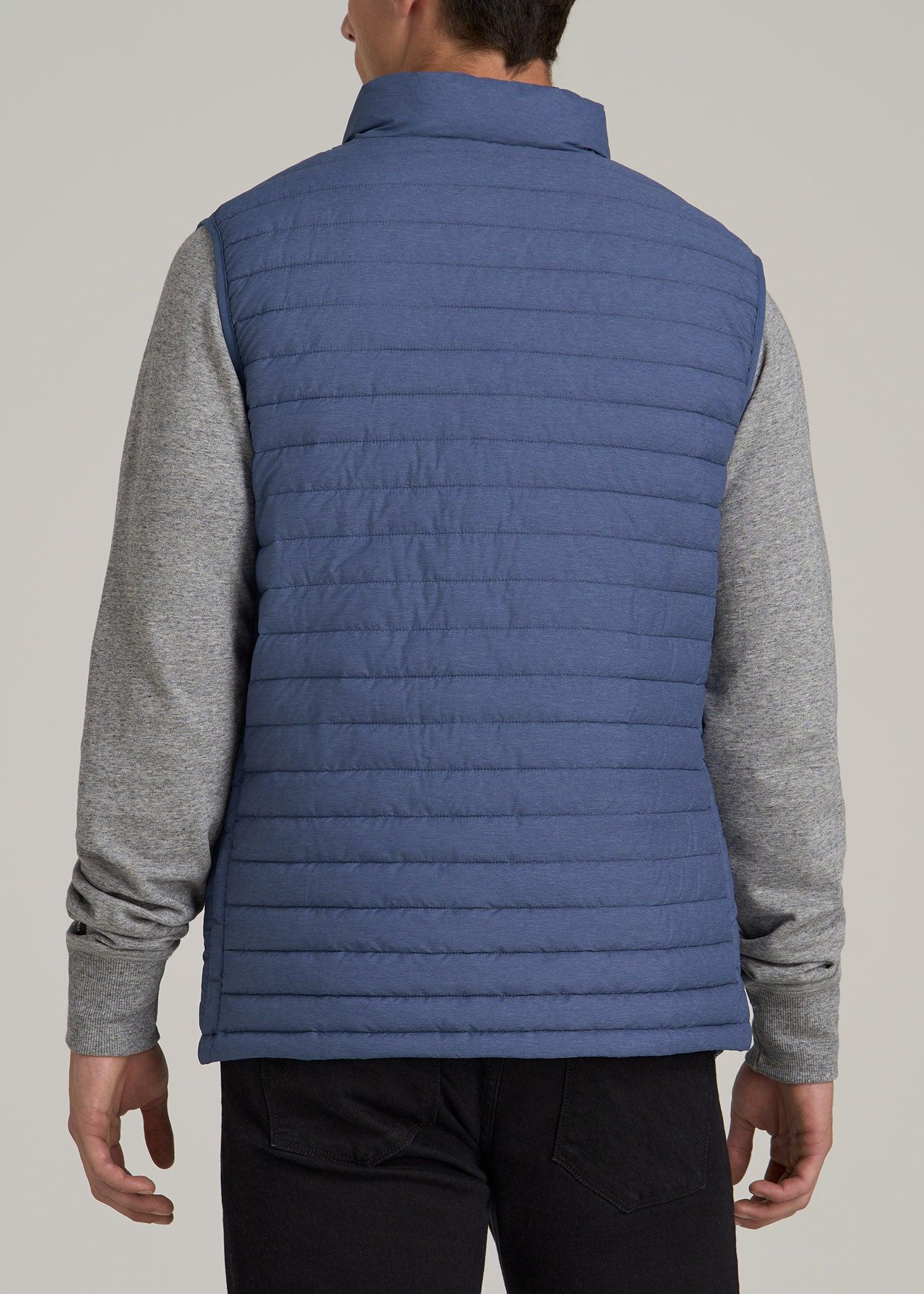 Packable Puffer Vest for Tall Men in Steel Blue Male Product Image