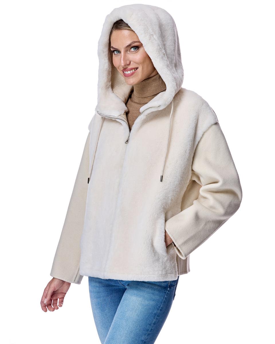 Hooded Shearling and Wool Jacket-Maximilian Product Image