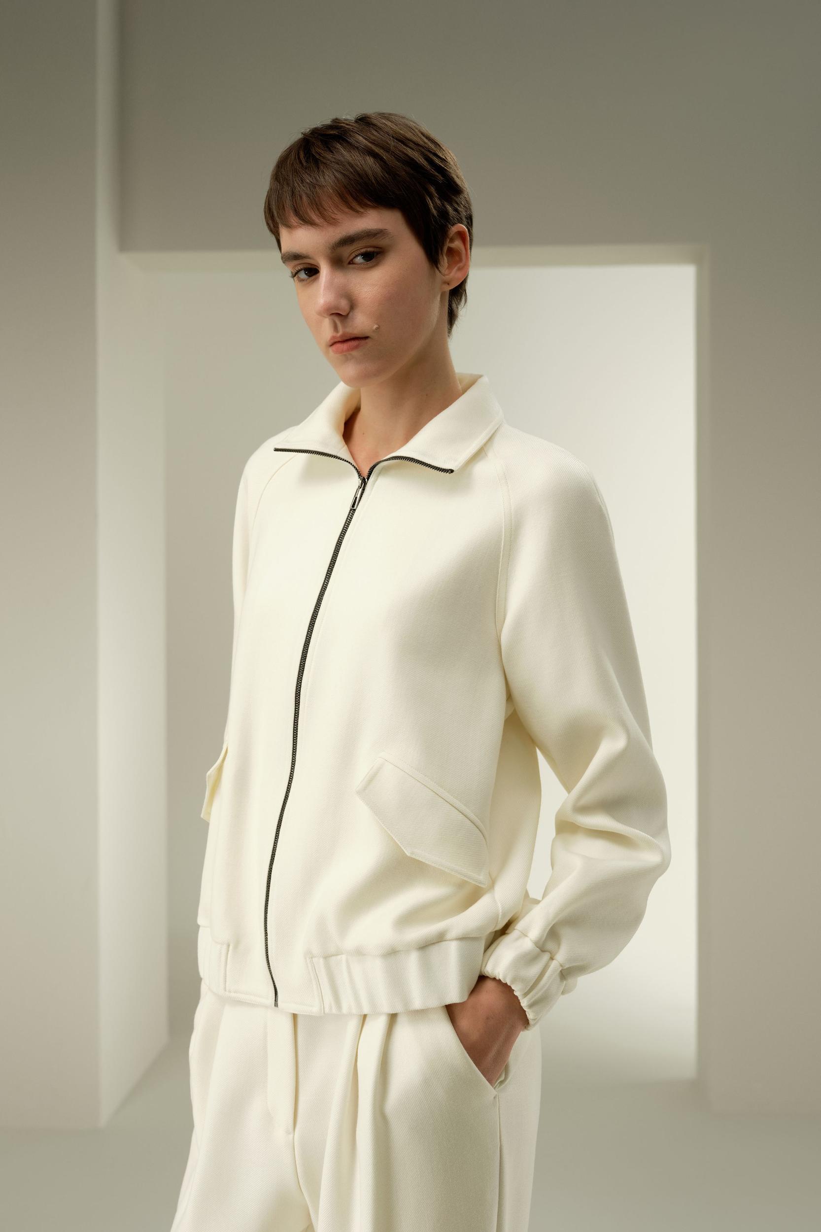 LSxES Silk-Wool Sweat Jacket with Pockets Product Image