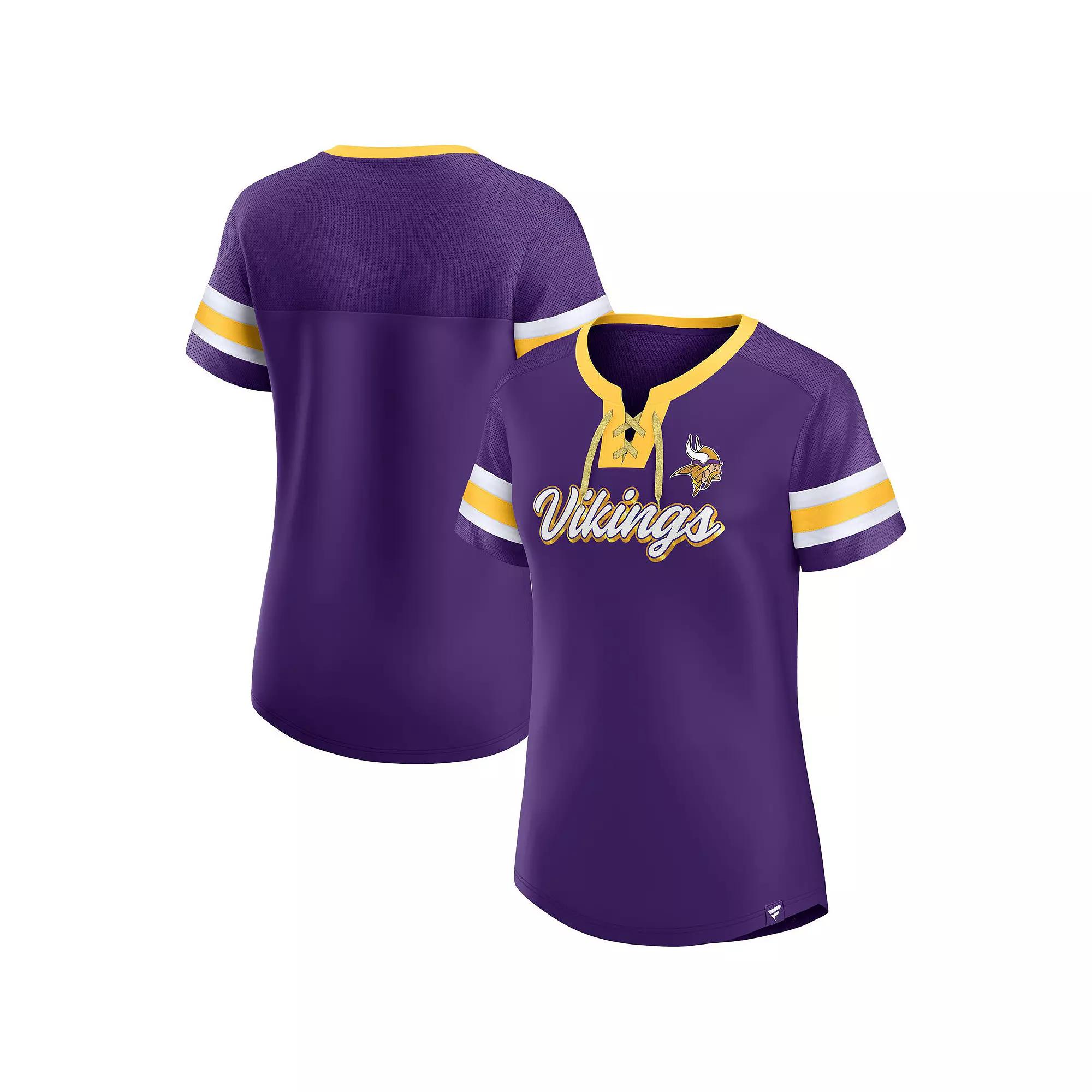 Women's Fanatics Branded Purple Minnesota Vikings Original State Lace-Up T-Shirt,  Product Image