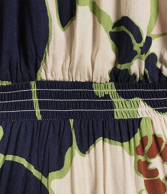 Nurture by Westbound Plus Size Floral V Neck 3/4 Sleeve Midi Dress Product Image