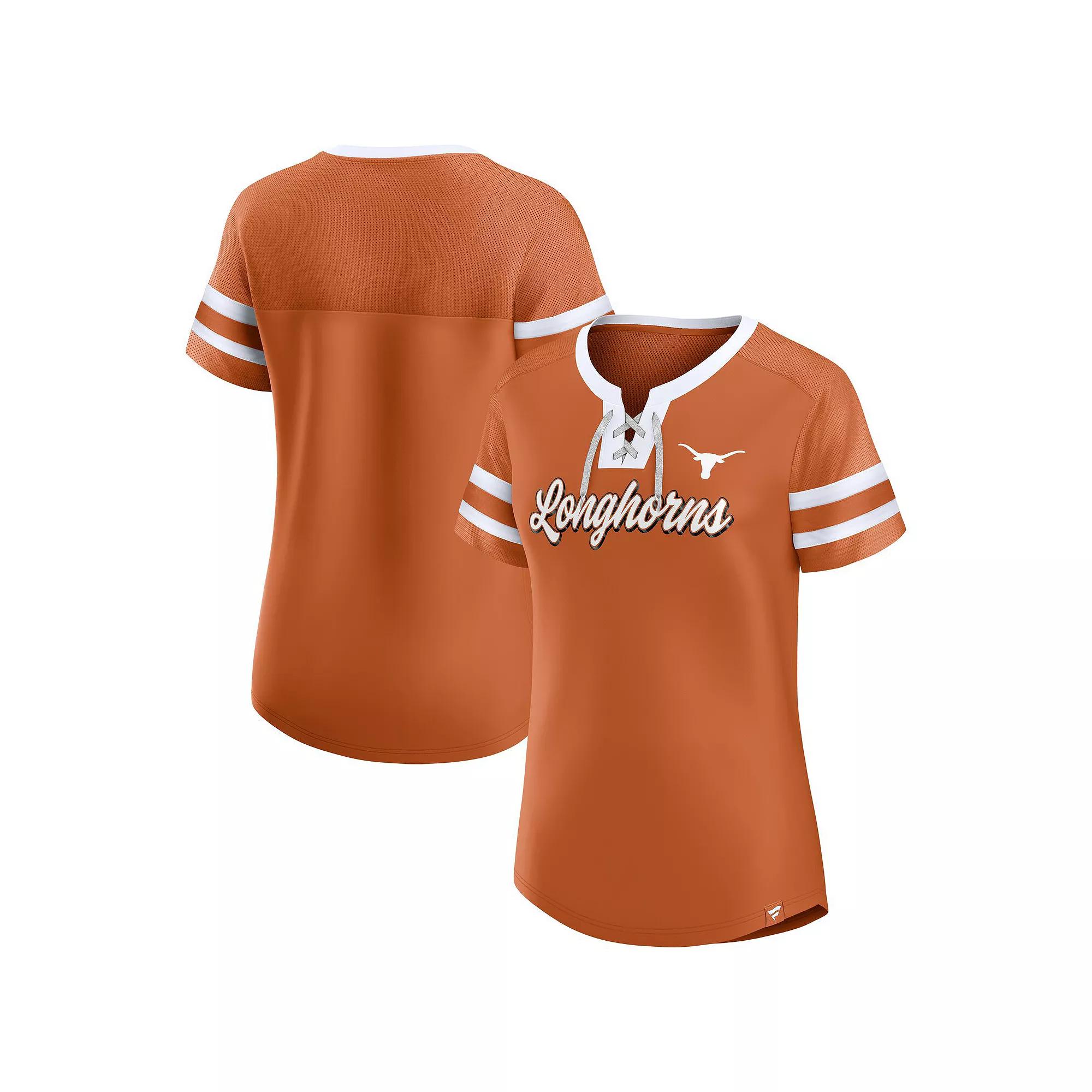 Women's Fanatics  Texas Orange Texas Longhorns Iconic Athena Lace-Up T-Shirt, Size: 2XL, Team Product Image