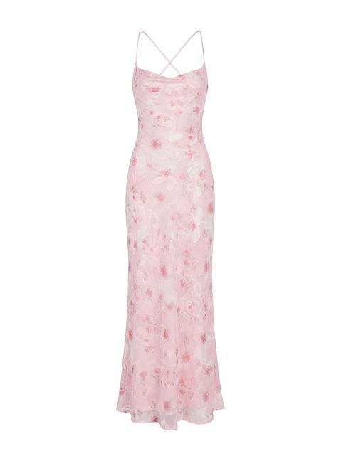Celena Maxi Dress Pink Floral Burnout Product Image