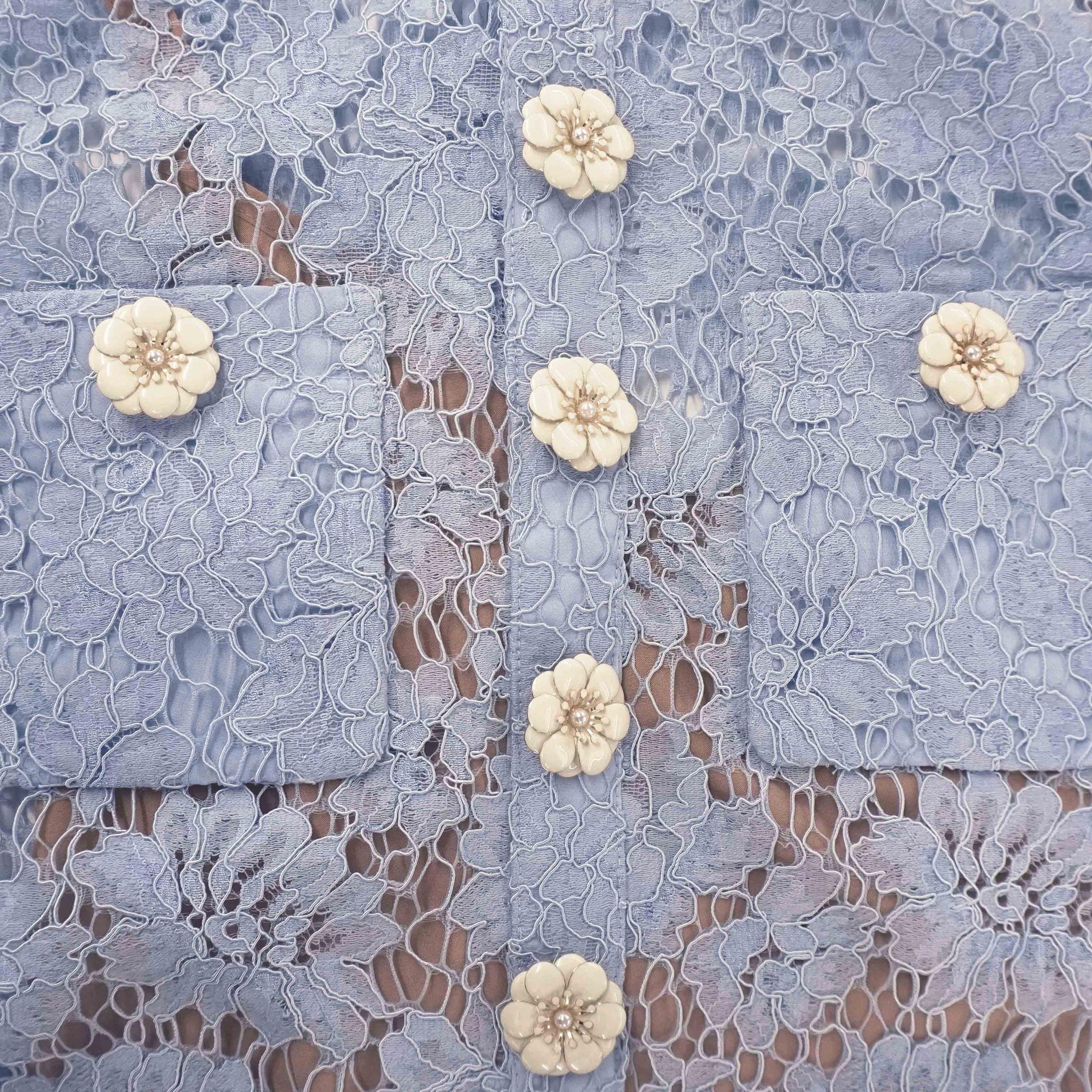 Blue Fine Lace Mini Dress Product Image