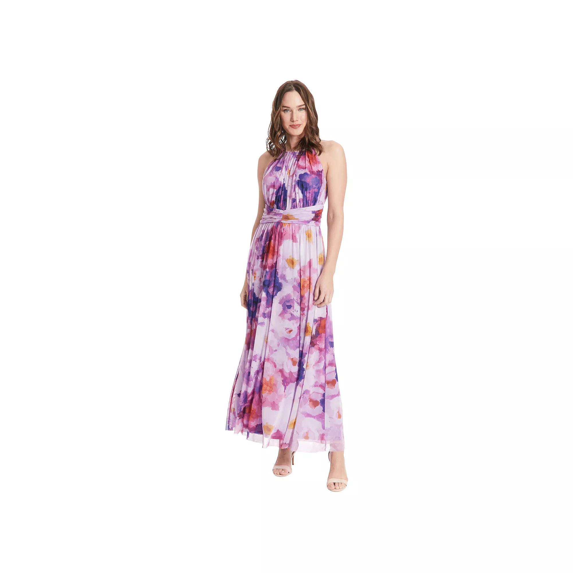 Women's London Times Floral Halter Ruched Maxi Dress,  Product Image