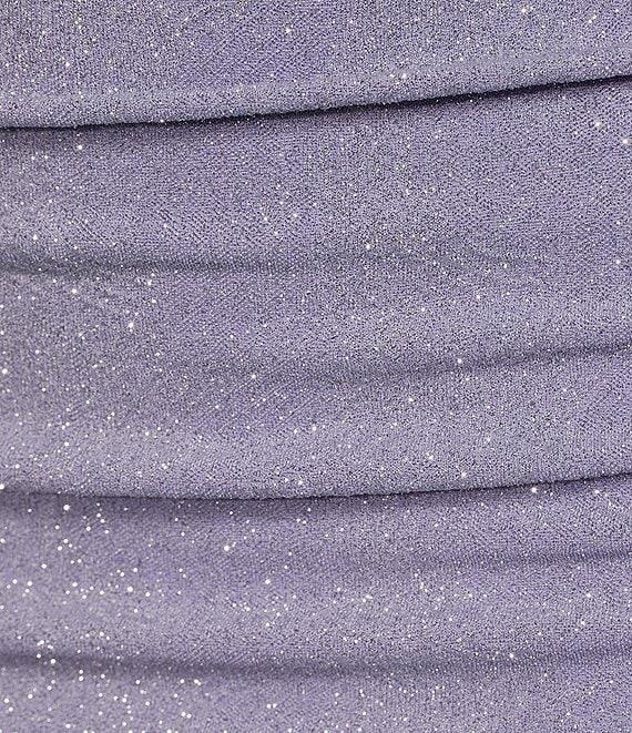 Midnight Doll V-Neck Pattern Glitter Knit Shirred Bodycon Dress Product Image