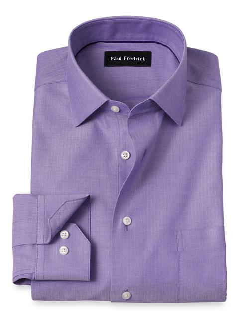 Comfort Stretch Non-Iron Herringbone Dress Shirt - Purple Product Image