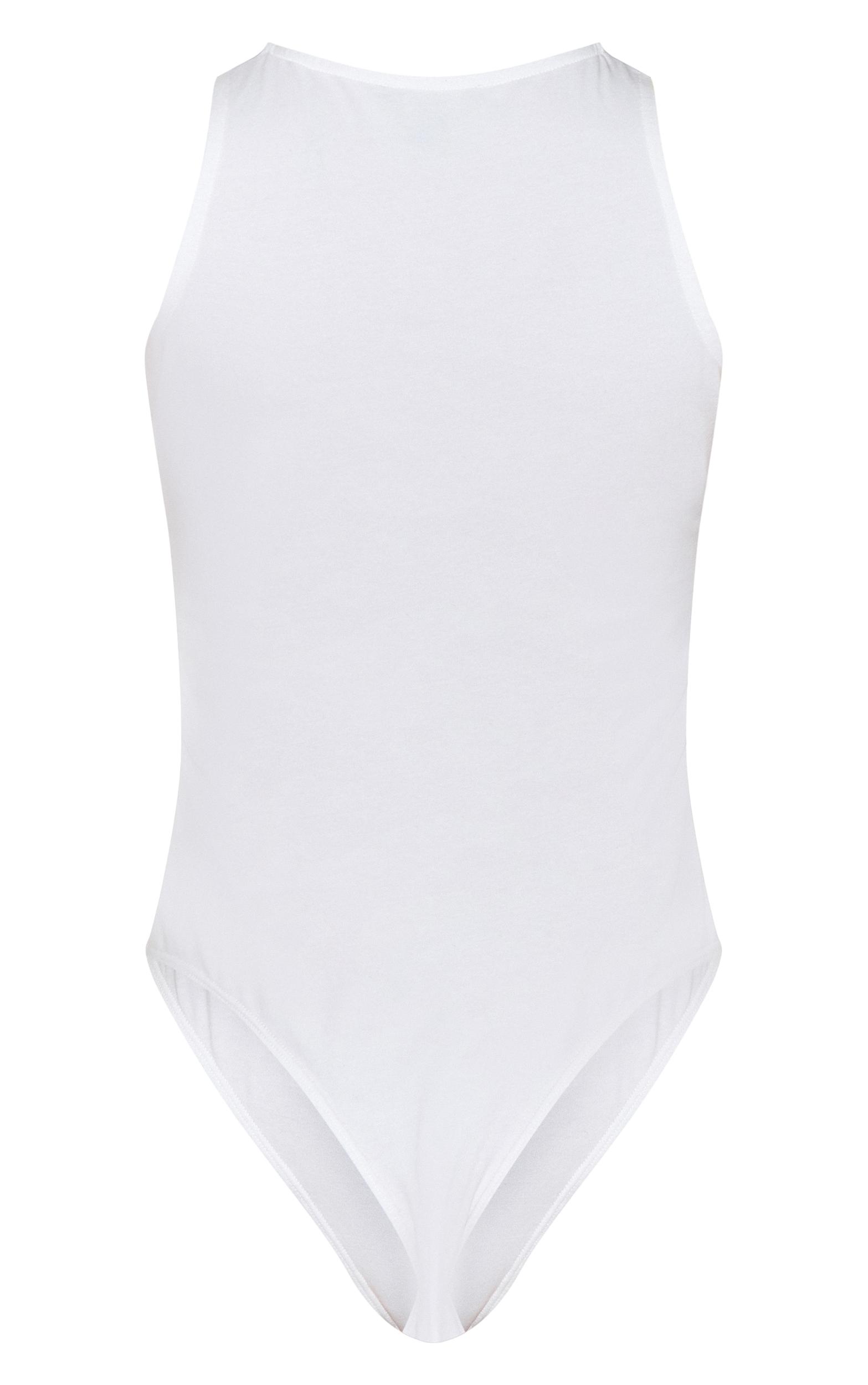 White Soft Cotton Racer Sleeveless Bodysuit Product Image