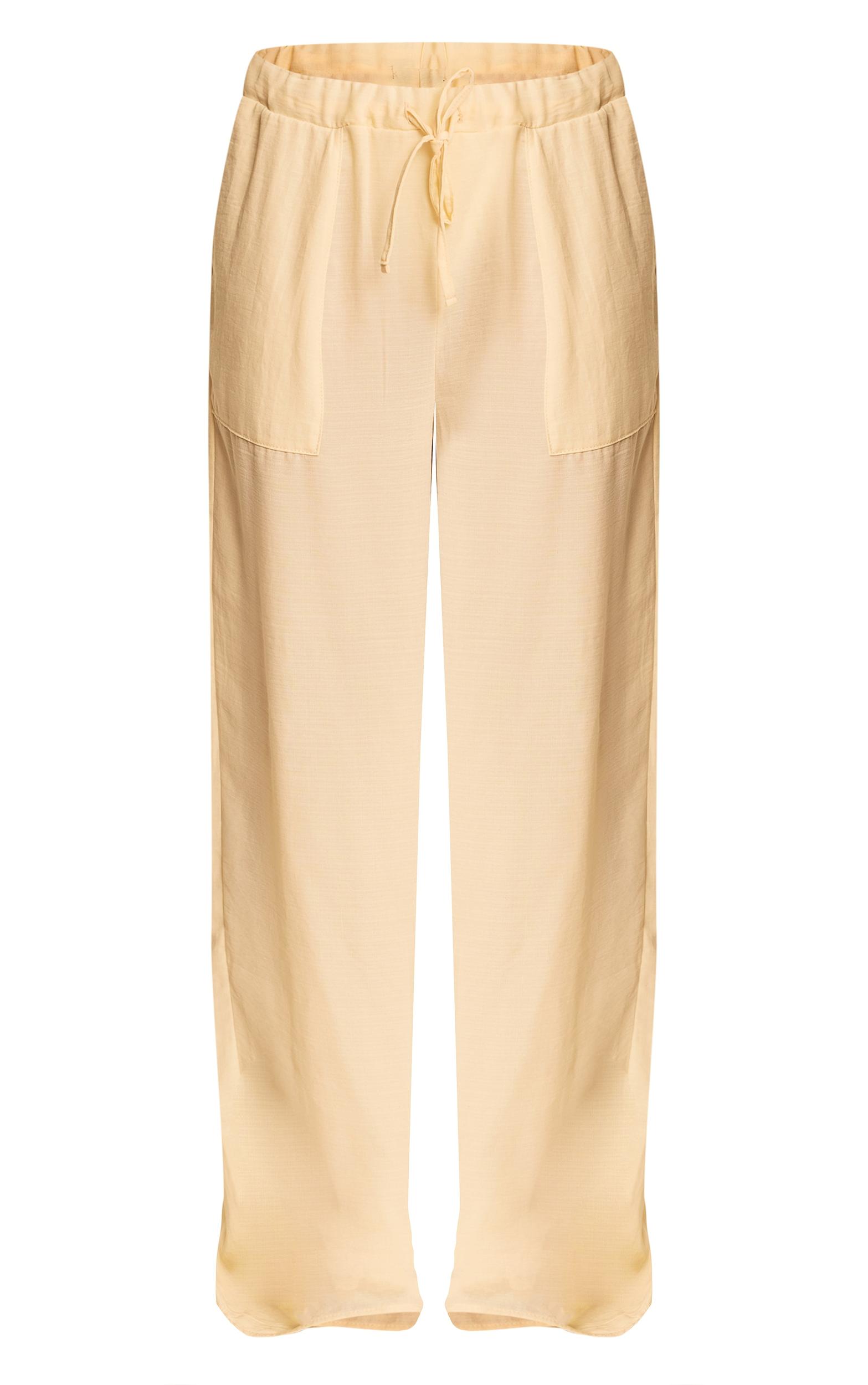 Butter Yellow Floaty Drawstring Beach Pants Product Image