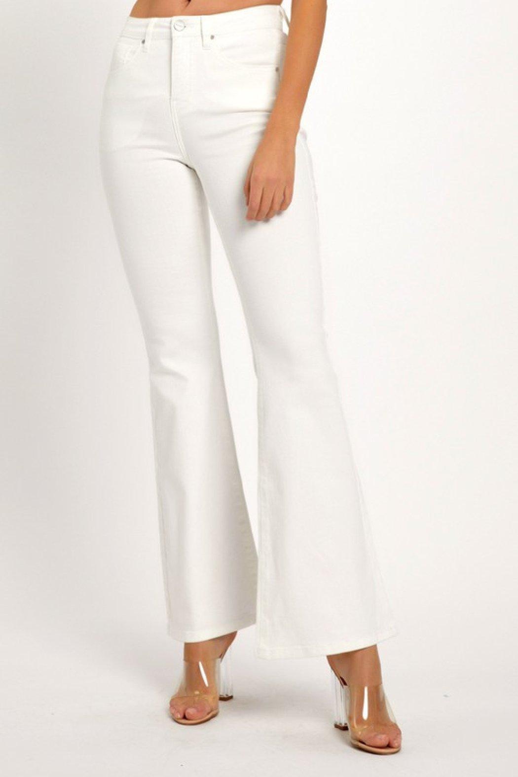 White High Rise Flare Jeans Product Image