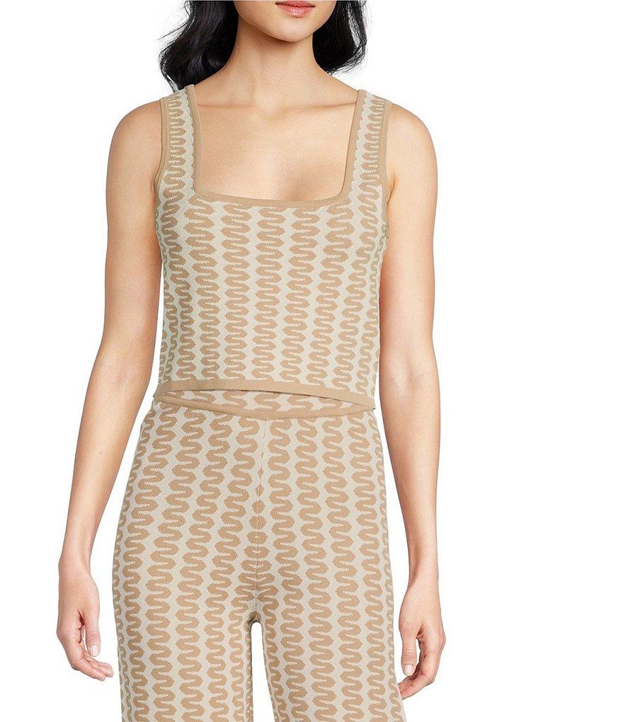 Lucy Paris Coordinating Fiji Geometric Print Square Neck Sleeveless Cropped Knit Tank Product Image