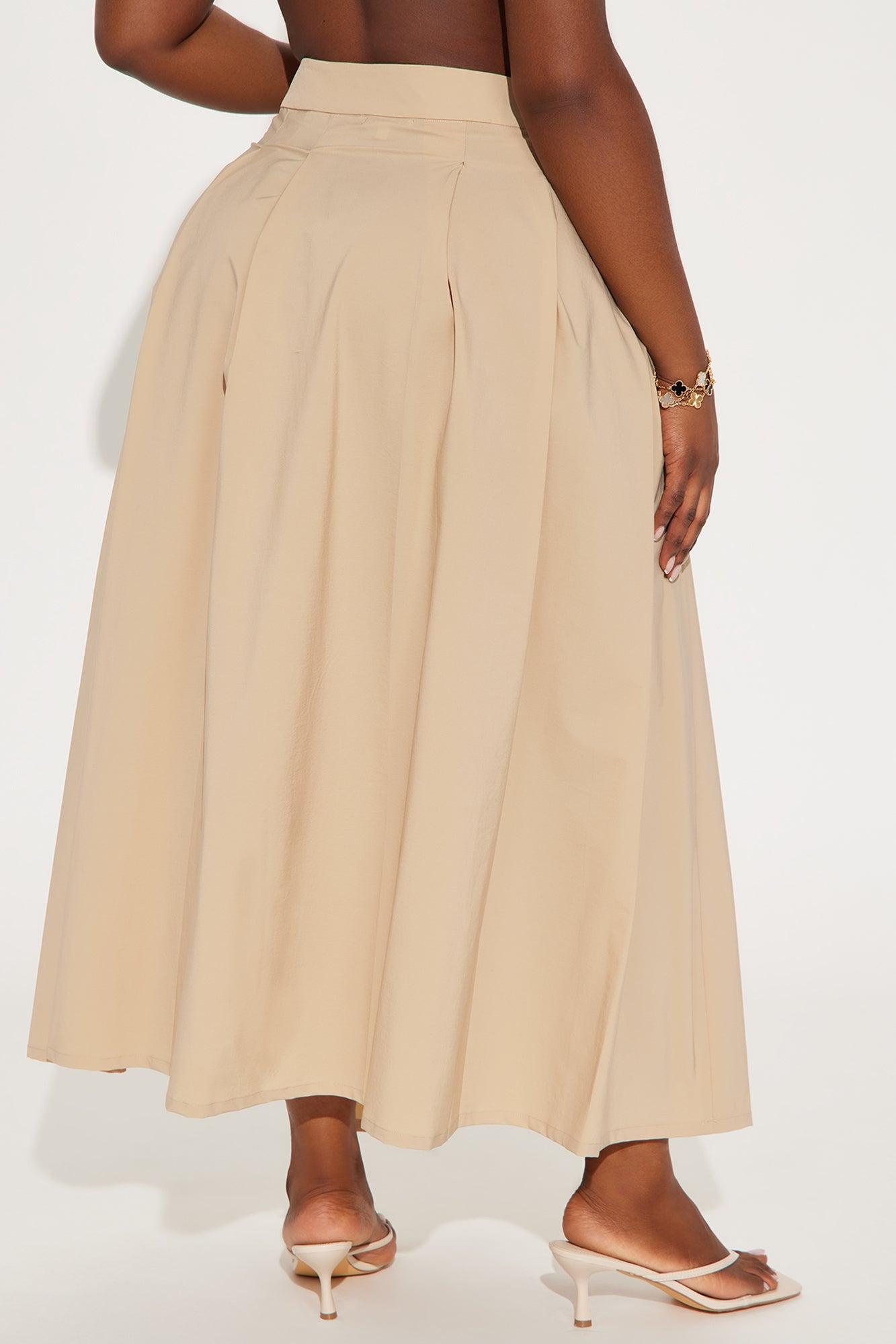 Alayah Pleated Maxi Skirt - Khaki Product Image