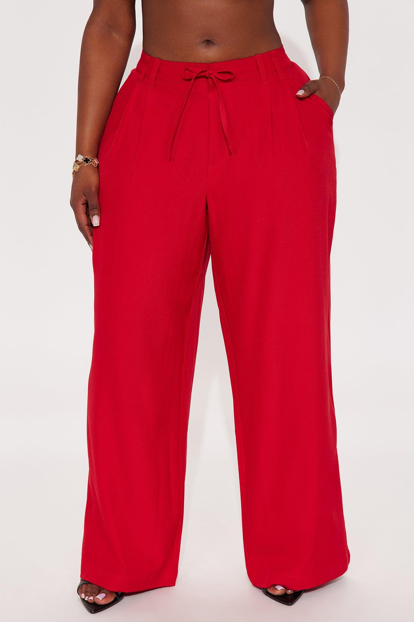 Cami Wide Leg Trouser Pant - Red Female Product Image