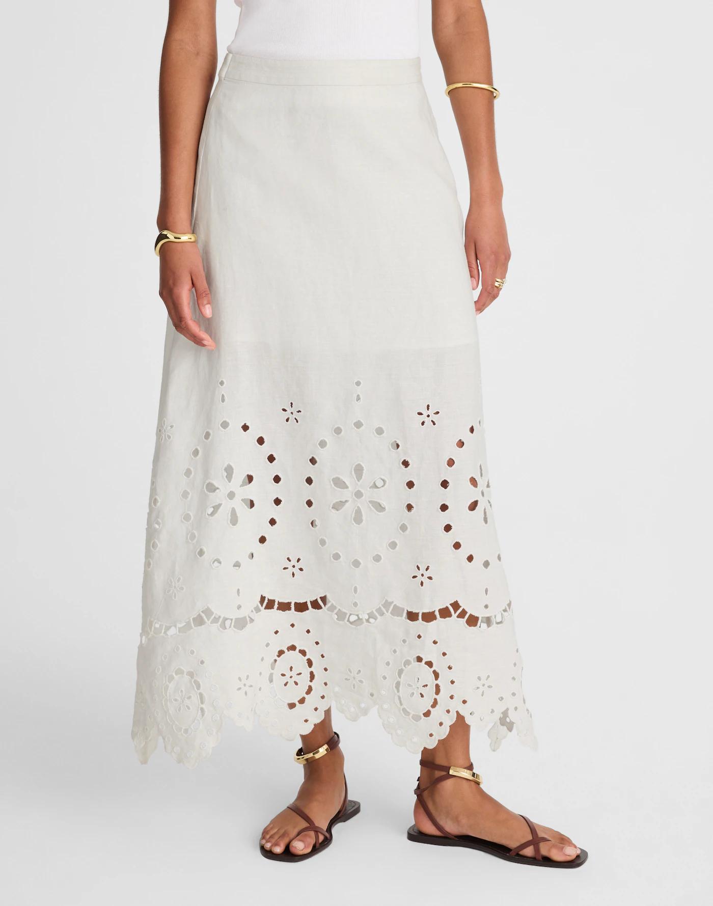 Eyelet-Embroidered Maxi Skirt Product Image