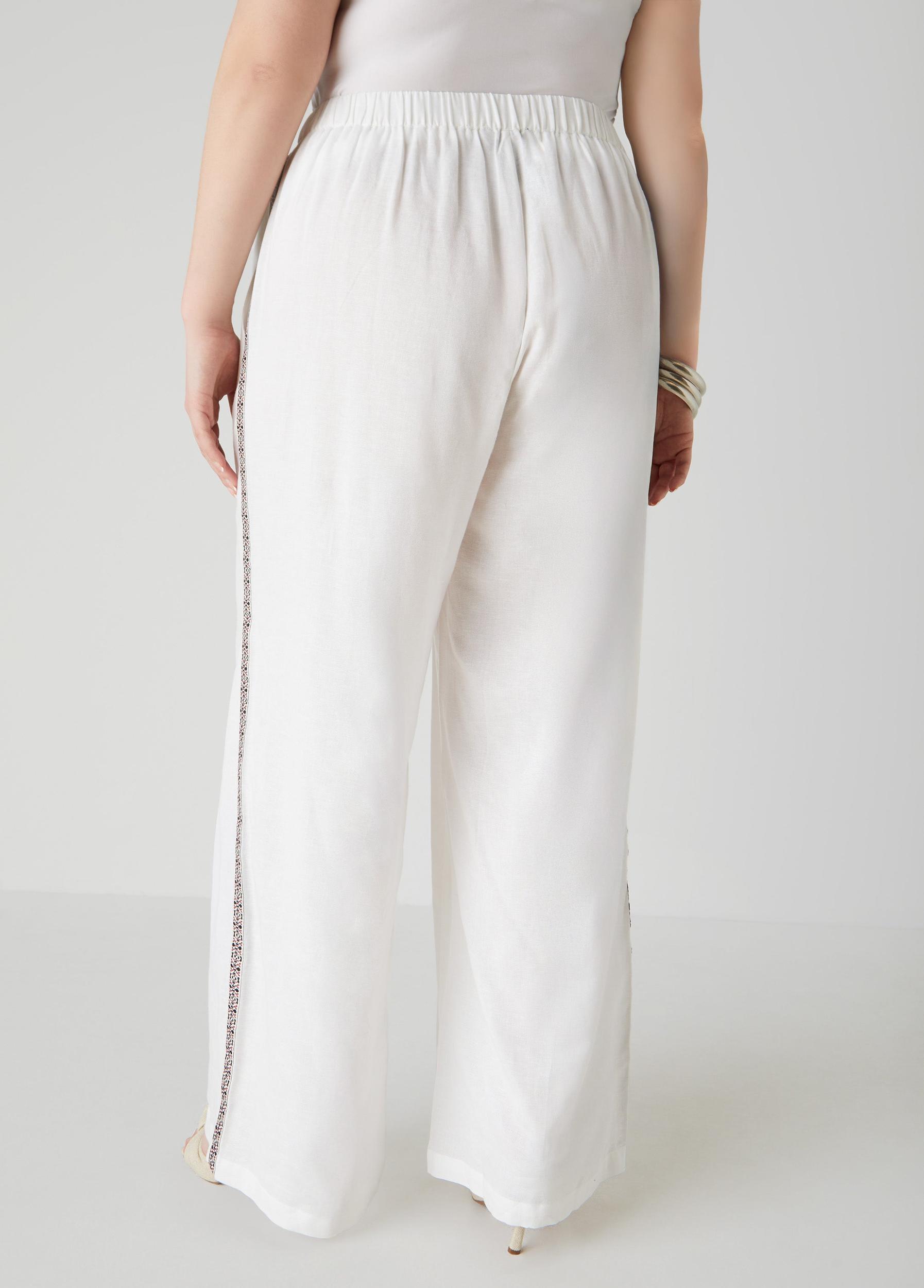 Plus Size Embroidered Linen Blend Pants Ashley Stewart Product Image