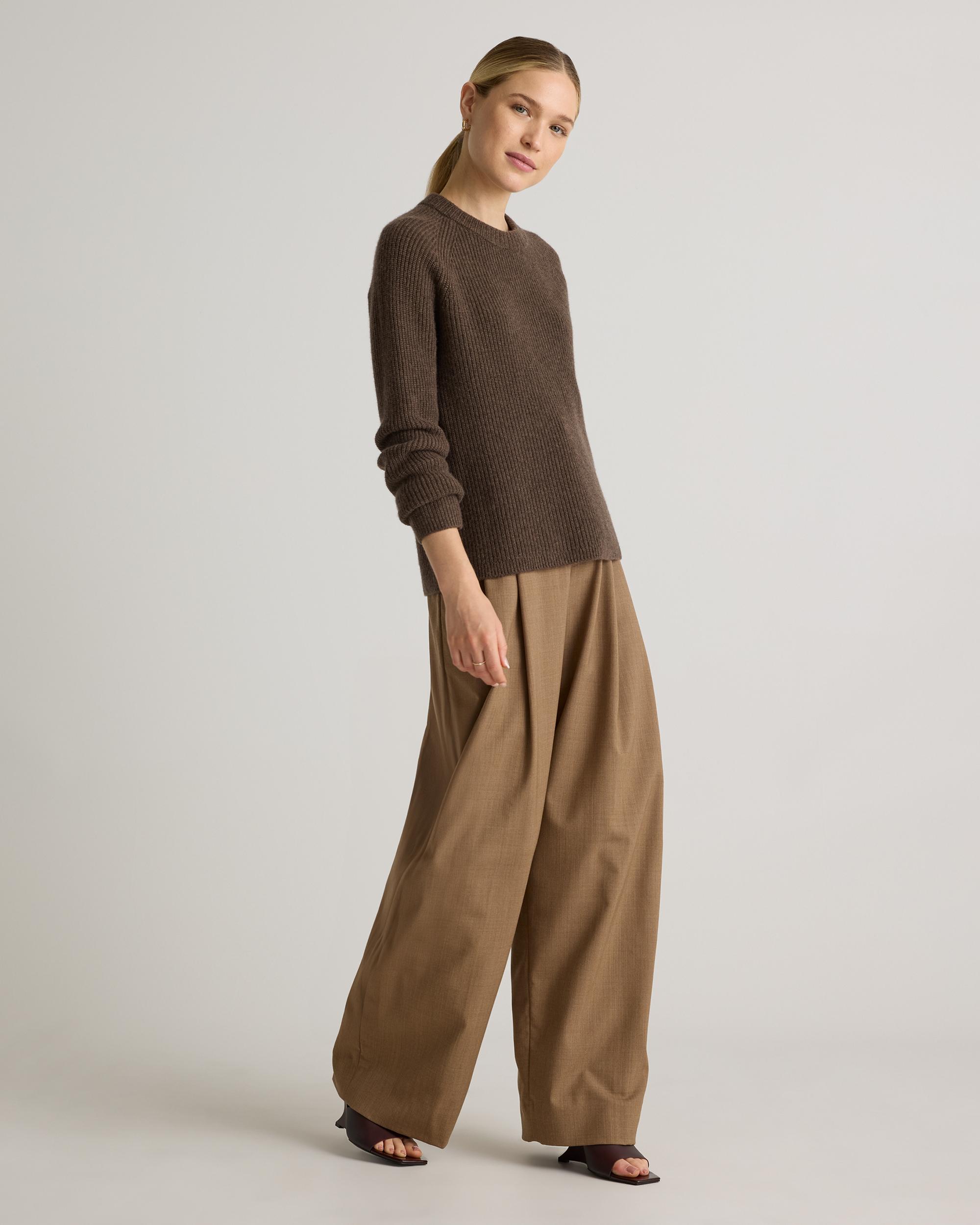 Quince | Women's Mongolian Cashmere Fisherman Crewneck Sweater Product Image